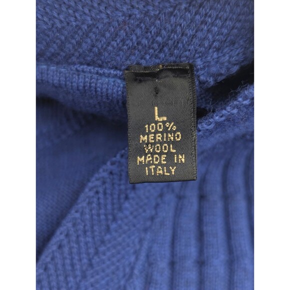 Ben Hogan Italy 100% Merino Wool Mens Blue V-Neck Pull Over Sweater Size Large - Picture 3 of 6